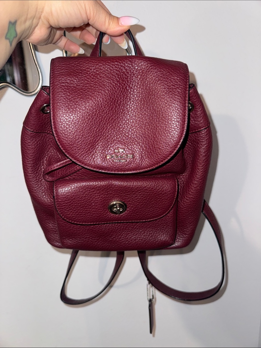 Coach Pebbled Leather Mini Backpack-Burgundy NWOT